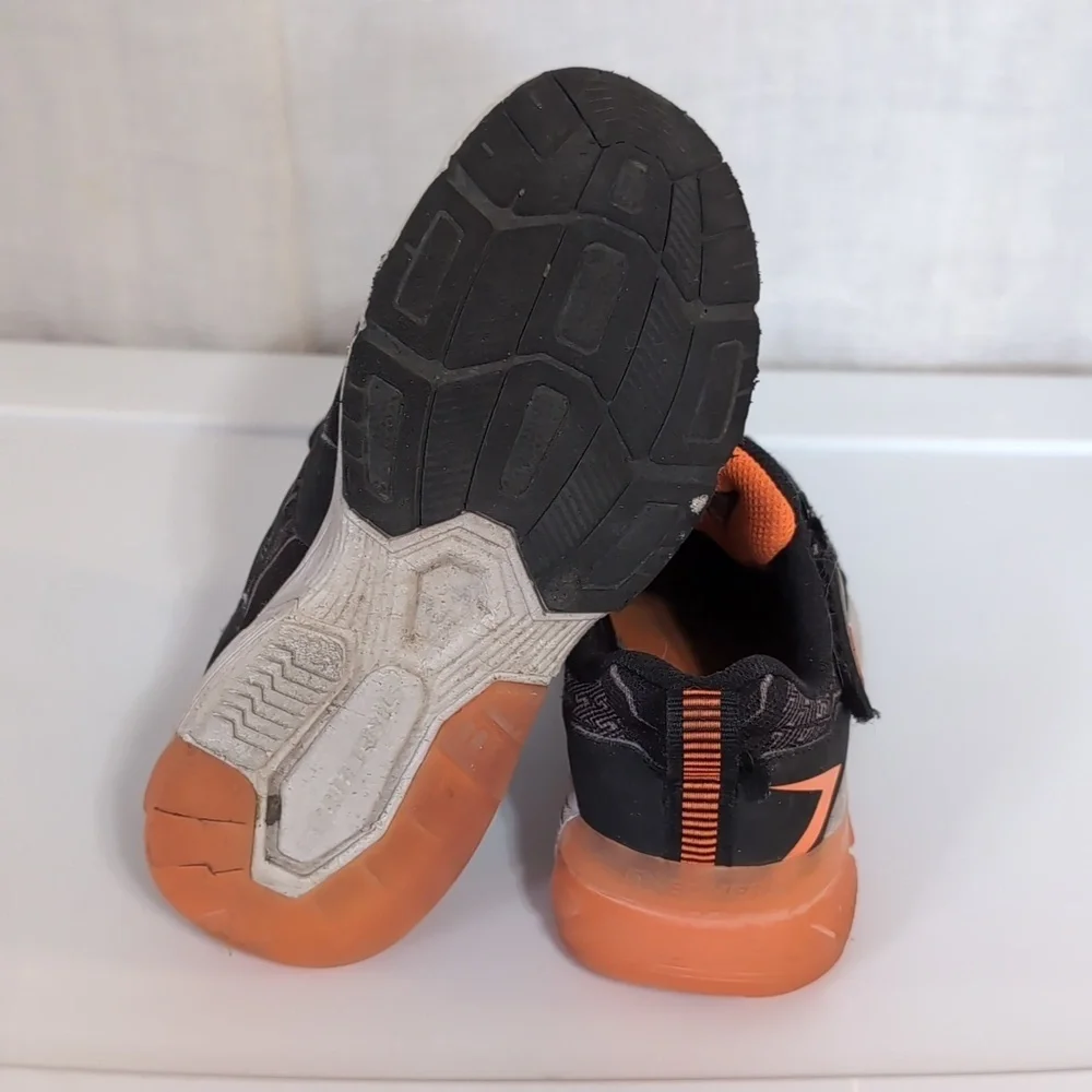 Skechers Kid's Z-Strap Black Orange Sneaker Size 13